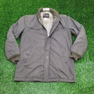 Vintage 70s Oakbrook Sportswear Jacket XL 23x30 Gray Sherpa-Lined